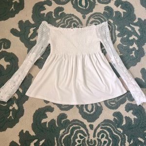 White Bohemian off the Shoulder Top with Lace